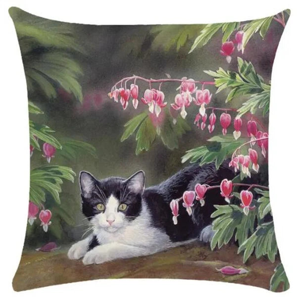 Cute Cat Pillowcase Art Kitty Paint Pillow Cover for Bed Sofa Cushion Home Decor