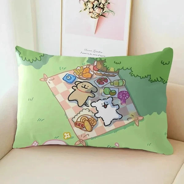 MINISO Cute Cartoon Line Puppy Print Pillowcase Sofa Cushion Cover Bed Sleeping