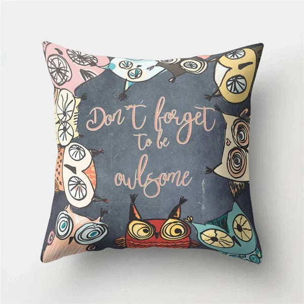 Decorative Sofa Bed Cushion Cover Owl Pattern Polyester Throw Pillow Pillowcase