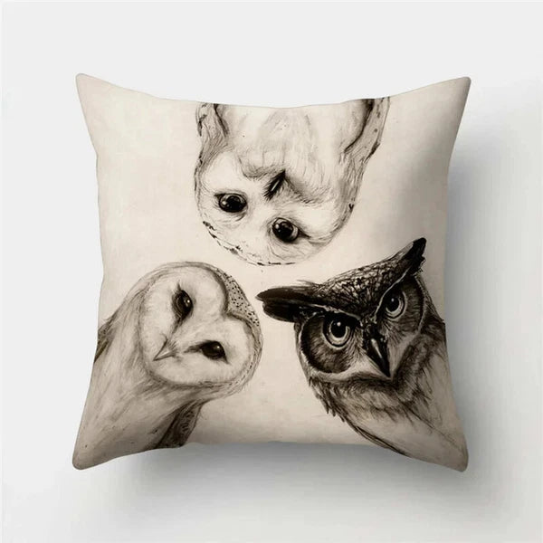 Decorative Sofa Bed Cushion Cover Owl Pattern Polyester Throw Pillow Pillowcase