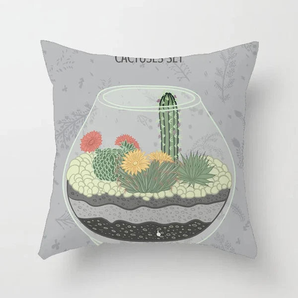 Cactus Succulent Plants Pillowcase Decor Sofa Cushion Case Bed Pillow Cover