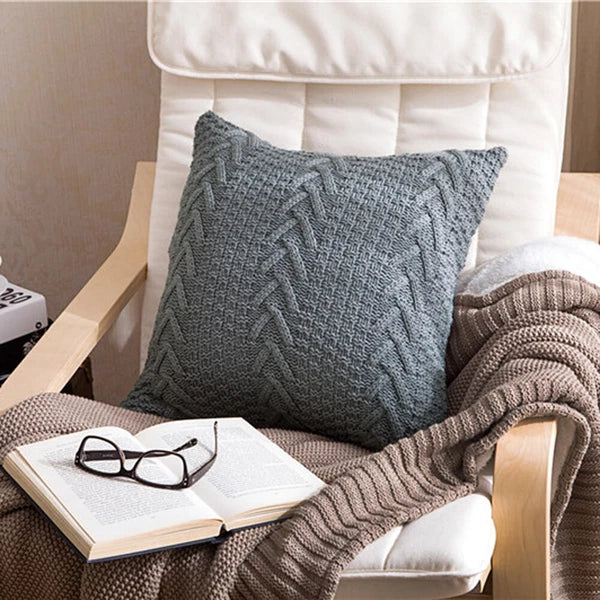 Knitted Pillowcase Sofa Bed Throw Waist Car Cushion Cover Pillow Case Home Decor