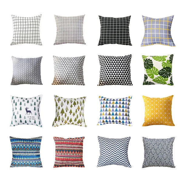 Geometric Cushion Cover Linen Throw Pillow Case Bed Sofa Car Decor 40/45/50cm