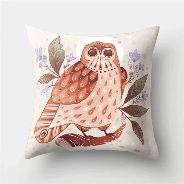 Decorative Sofa Bed Cushion Cover Owl Pattern Polyester Throw Pillow Pillowcase