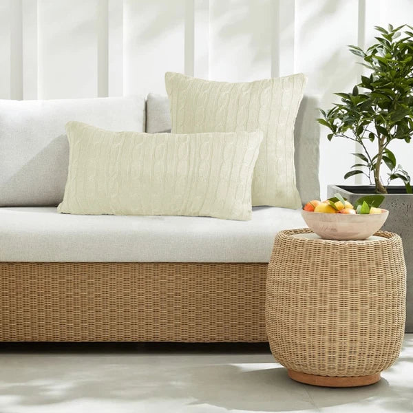 2x Cable Knit Decorative Throw Pillow Cover Square Warm Cushion Cover for Couch