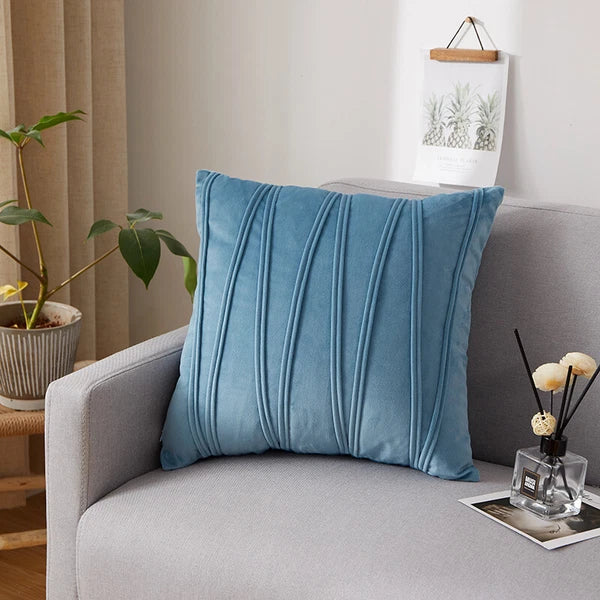 Plain Velvet Cushion Covers Stripe Pillow Case for Sofa Couch Bedroom 16 Colours