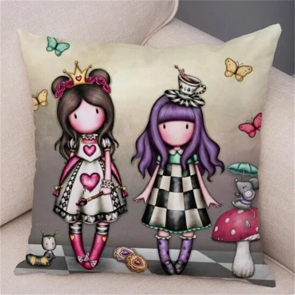 Cute Cartoon Little Girl Pillowcase Cushion Cover for Sofa Home Decor