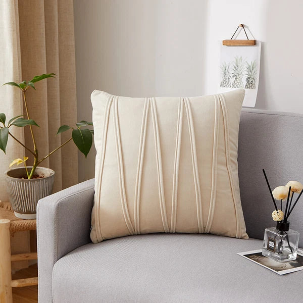 Plain Velvet Cushion Covers Stripe Pillow Case for Sofa Couch Bedroom 16 Colours