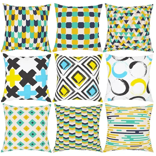Geometric Pattern Peach Skin Plush Pillowcase for Sofa Chair Bed Pillow Cover