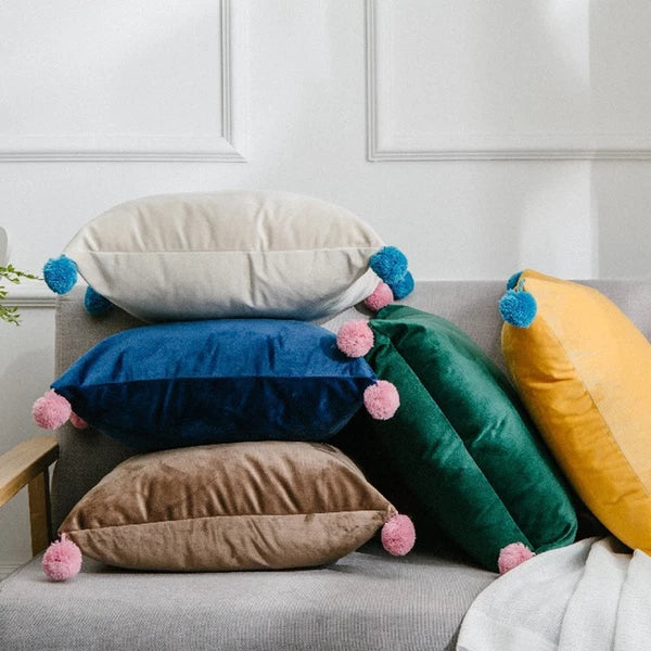 Pure Color Pillowcase Sofa Plush Cushion Cover Household Back Cushion Cover