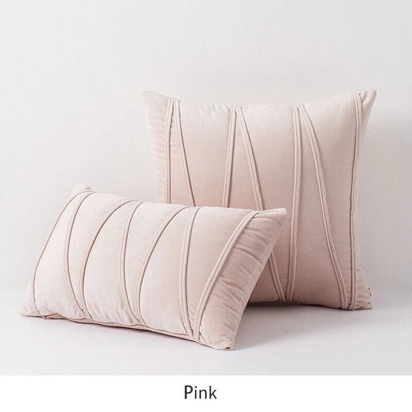 Velvet Plain Soft Cushion Cover Checks Throw Pillow Cases Sofa Home Decor