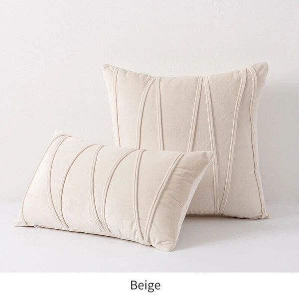 Velvet Plain Soft Cushion Cover Checks Throw Pillow Cases Sofa Home Decor