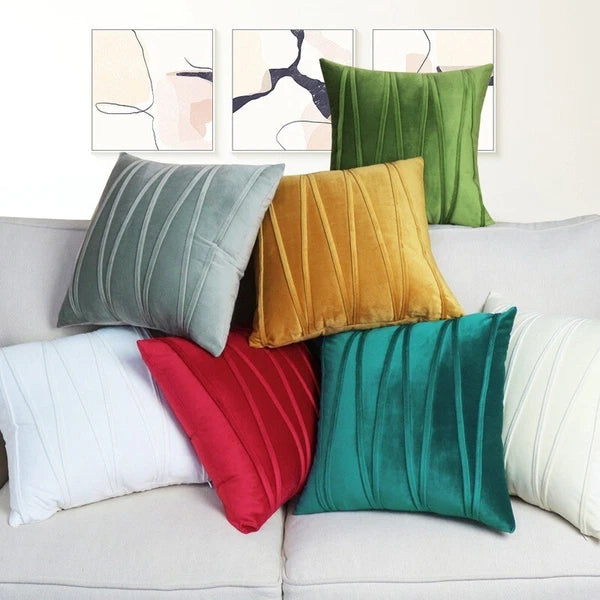 Soft Velvet Striped Decorative Pillows Throw Pillow Cover Cases Home Sofa Seat