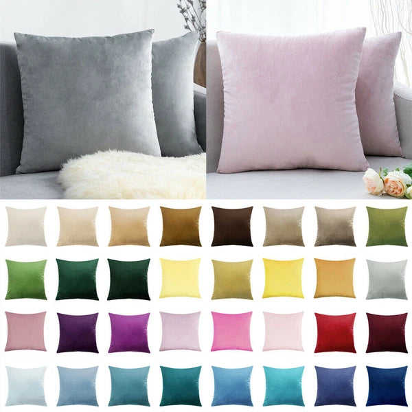 UK 16" 18" 20" 22" 24" Velvet Cushion Cover Pillow Case Home Sofa Bed Decor