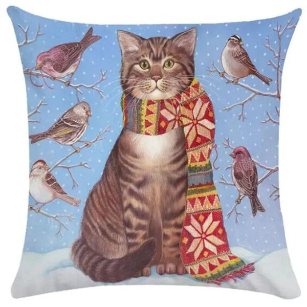 Cute Cat Pillowcase Art Kitty Paint Pillow Cover for Bed Sofa Cushion Home Decor