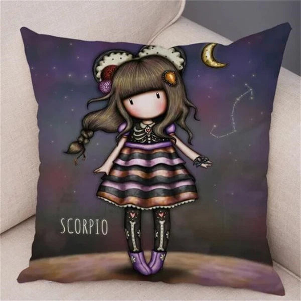 Cute Cartoon Little Girl Decor Lovely Cushion Cover for Sofa Home Pillow Case