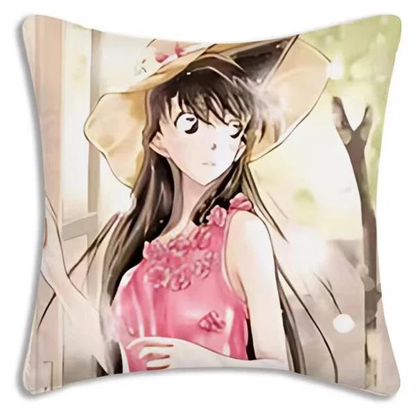 Anime Detective Pillow Covers Cartoon Sofa Decor Print Short Plush Cushion Cover