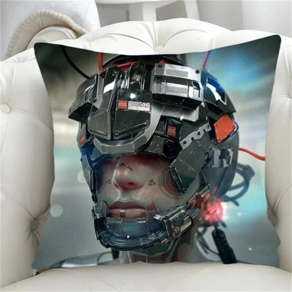 Robot Pillow Cover Pillowcase Decorative for Chair Cushion Fall Short Plush Sofa