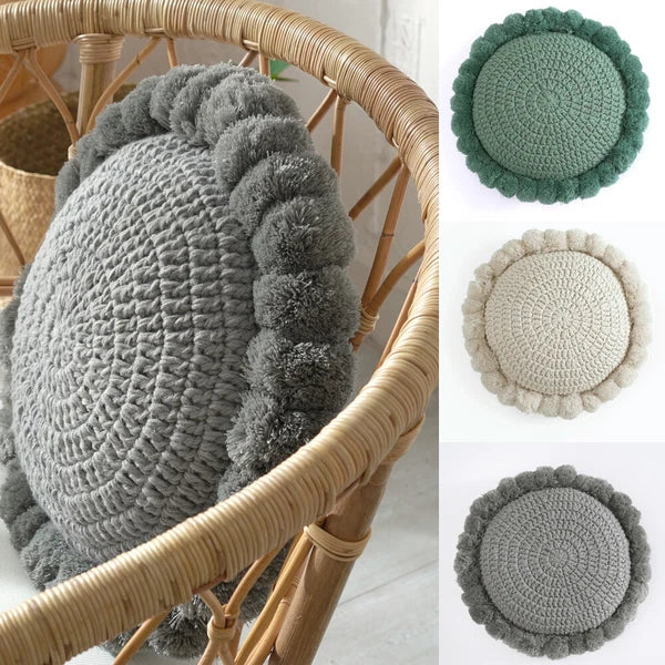 Round Knitted Waist Pillow Throw Sofa Car Office Chair Cushion Pillows Pad Decor