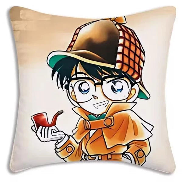 Anime Detective Pillow Covers Cartoon Sofa Decor Print Short Plush Cushion Cover