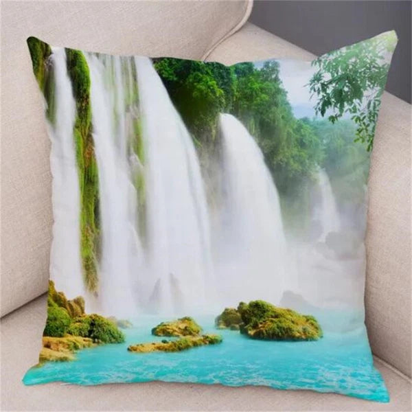 Waterfall Scenery Printed for Home Sofa Room Decor Pillowcase Cushion Cover