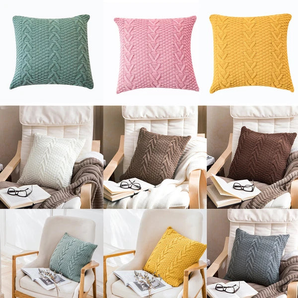 Knitted Pillowcase Sofa Bed Throw Waist Car Cushion Cover Pillow Case Home Decor
