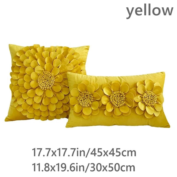 1X Velvet 3D Flower Pillowcase Cushion Pillow Cover Case Bedding Sofa Home Decor