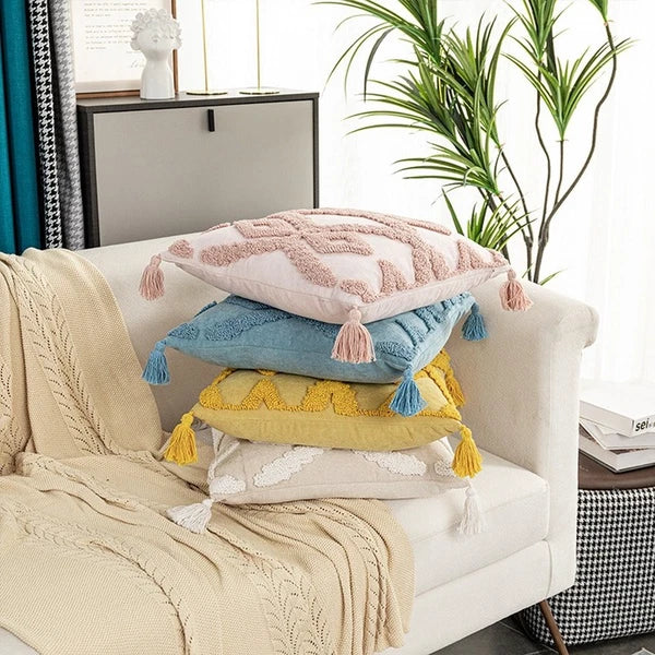 1PC Moroccan Cushion Cover Embroidered Tufted Pillow Case for Bedroom Sofa Decor