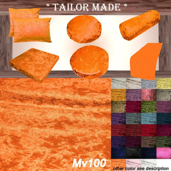 Mv100 Orange Crush Velvet Sofa Seat Patio Bench Box Cushion Bolster Cover/Runner