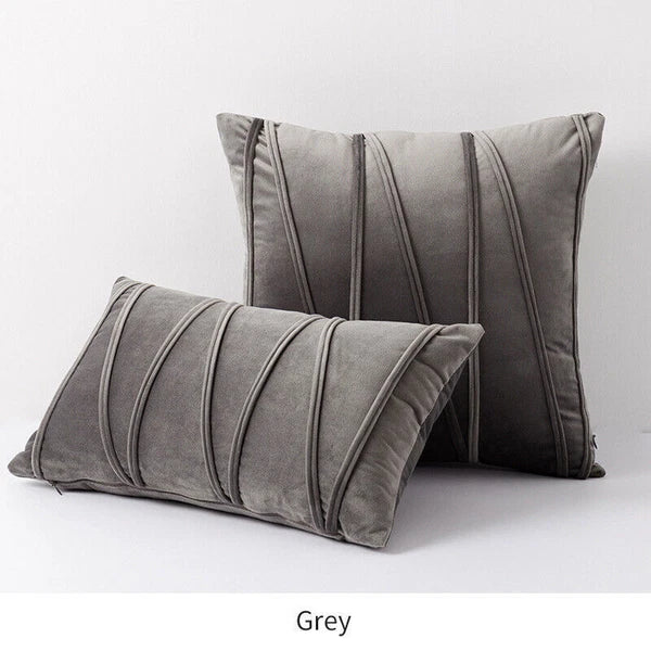 Velvet Plain Soft Cushion Cover Checks Throw Pillow Cases Sofa Home Decor