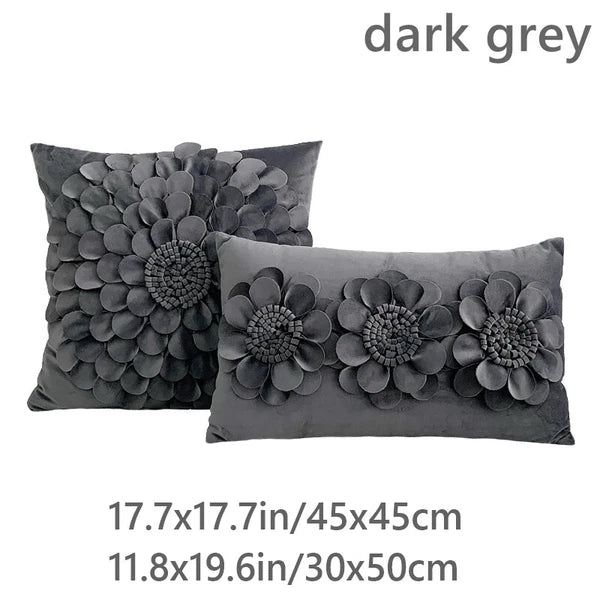 1X Velvet 3D Flower Pillowcase Cushion Pillow Cover Case Bedding Sofa Home Decor