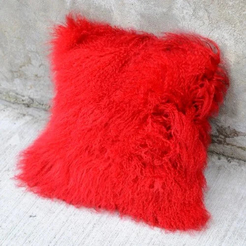 Mongolian Lamb Fur Cushion Cover, Sofa Pillow Cover Home Decoration No Stuffing