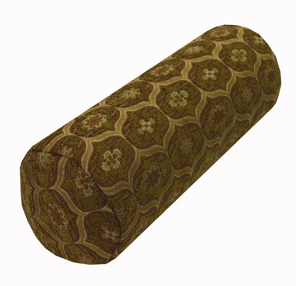 We62 -Olive Brown Eye Flora Damask Bolster Case/Pillow/Sofa Seat Cushion Cover