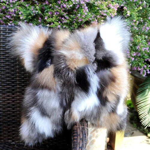 Natural Color Handmade Patchwork Real Fur Sofa Cushion Cover Pillow Case