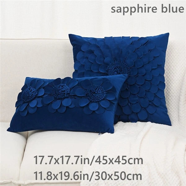 1X Velvet 3D Flower Pillowcase Cushion Pillow Cover Case Bedding Sofa Home Decor