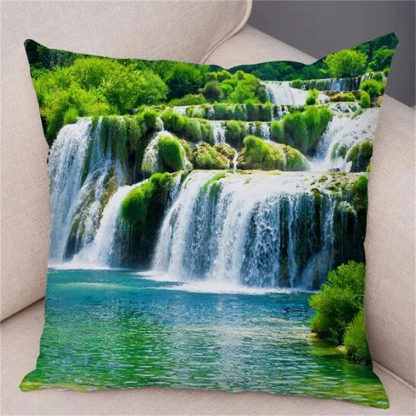 Waterfall Print Pillow Case for Home Sofa Decor Beautiful Scenery Cushion Cover