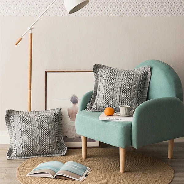 Knitted Square Cushion Cover Pillowcase Sofa Bed Waist Throw Pillow Case Office
