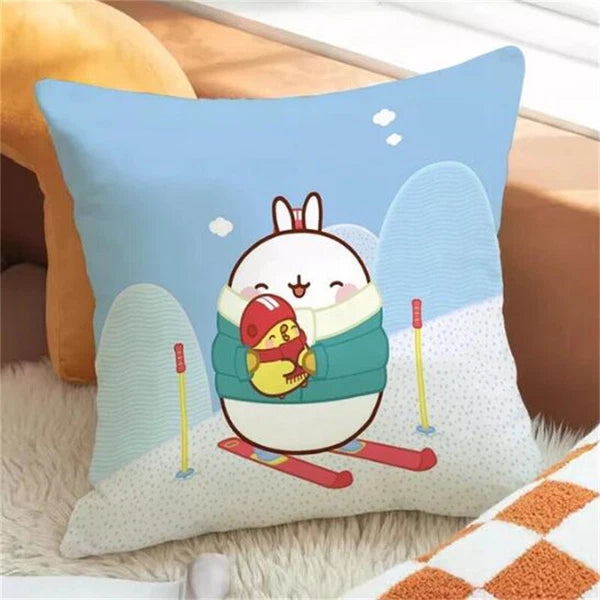 Molang for Short Plush Cushion Cover Sofa Pillowcase Fall Decor Car Anime