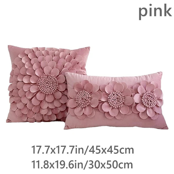 1X Velvet 3D Flower Pillowcase Cushion Pillow Cover Case Bedding Sofa Home Decor