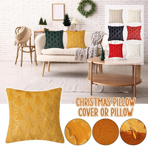 Christmas Tree Throw Pillow Cover Soft Plush Pillowcase Sofa Bed Cushion Decor