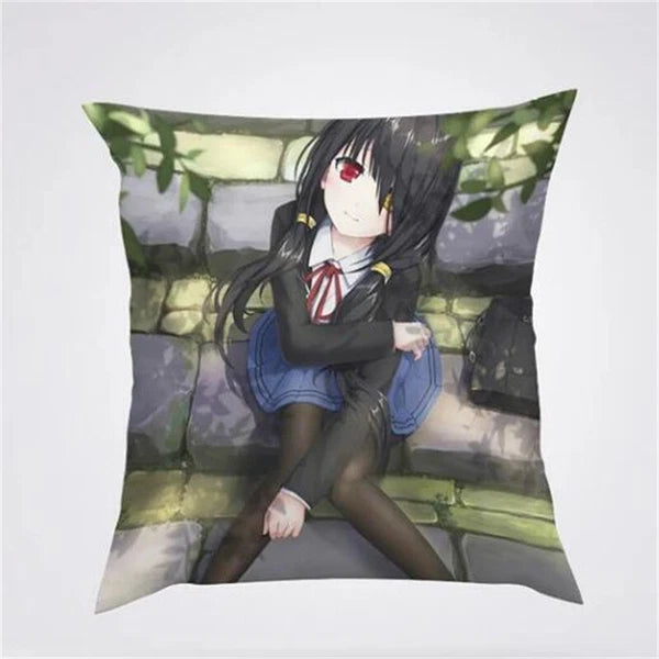 Anime Cartoon Tokisaki Kurumi Print Cushion Cover Sofa Home Decor Pillowcase