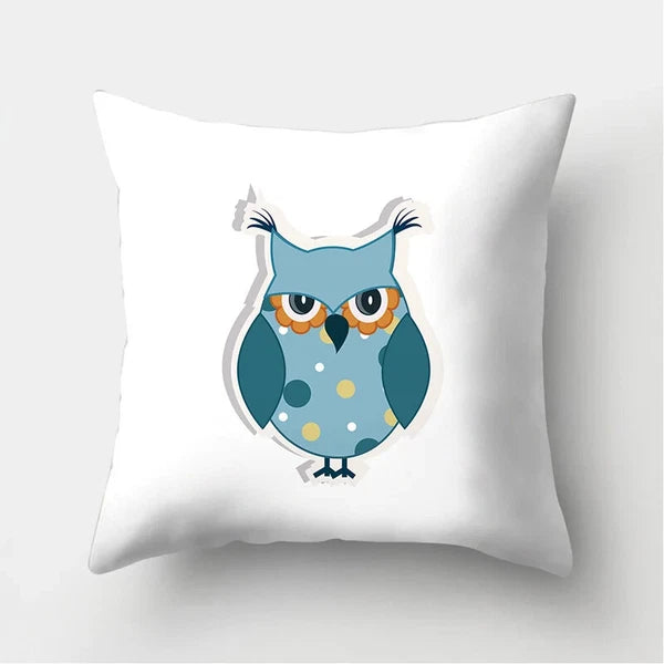 Decorative Sofa Bed Cushion Cover Owl Pattern Polyester Throw Pillow Pillowcase
