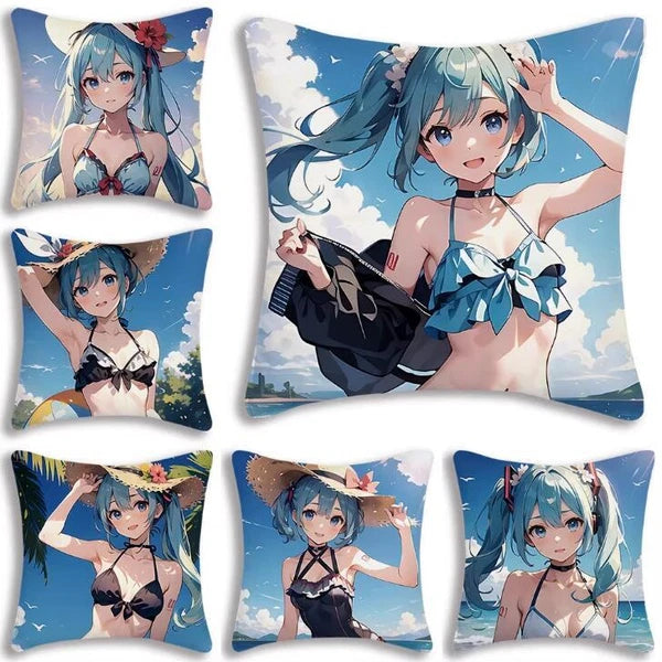 Kawaii Mikus Pillow Covers Cartoon Sofa Decor Home Printing Cute Cushion Cover