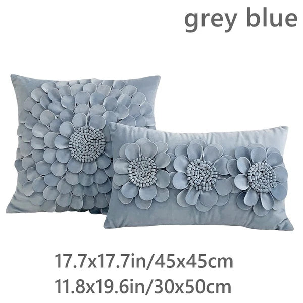 1X Velvet 3D Flower Pillowcase Cushion Pillow Cover Case Bedding Sofa Home Decor