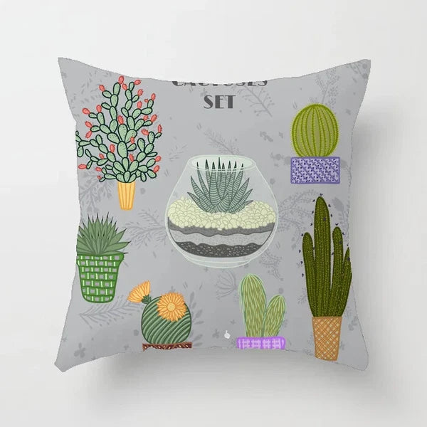 Cactus Succulent Plants Pillowcase Decor Sofa Cushion Case Bed Pillow Cover