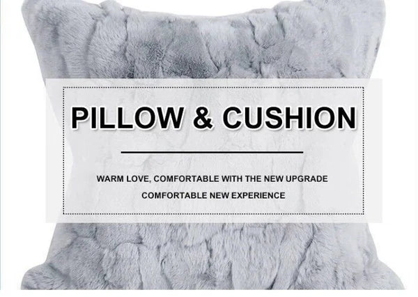 Rabbit Fur Patchwork Sofa Cushion Covers Furry Pillow Cover No Stuffing