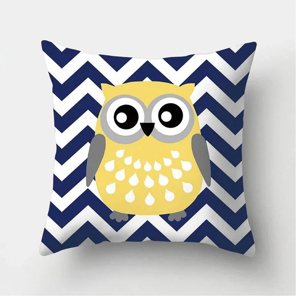 Decorative Sofa Bed Cushion Cover Owl Pattern Polyester Throw Pillow Pillowcase