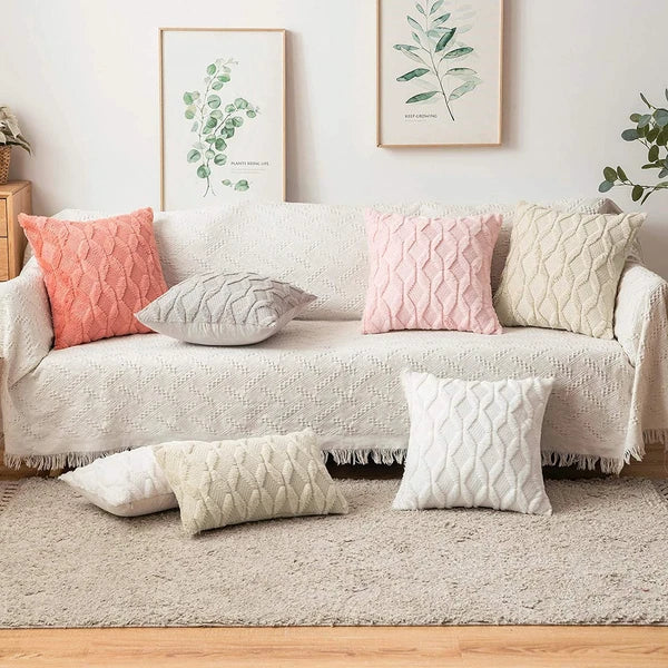 Pillow Cover Plush Solid Nordic Cushion Cover Living Room Sofa Home Decorations