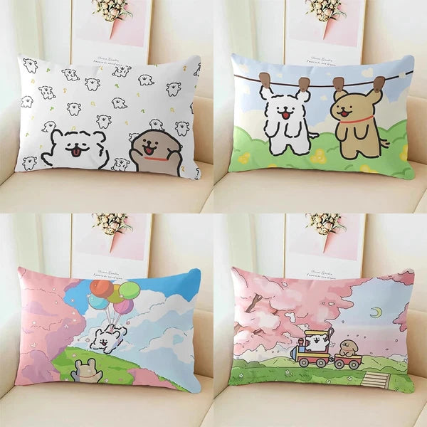 MINISO Cute Cartoon Line Puppy Print Pillowcase Sofa Cushion Cover Bed Sleeping