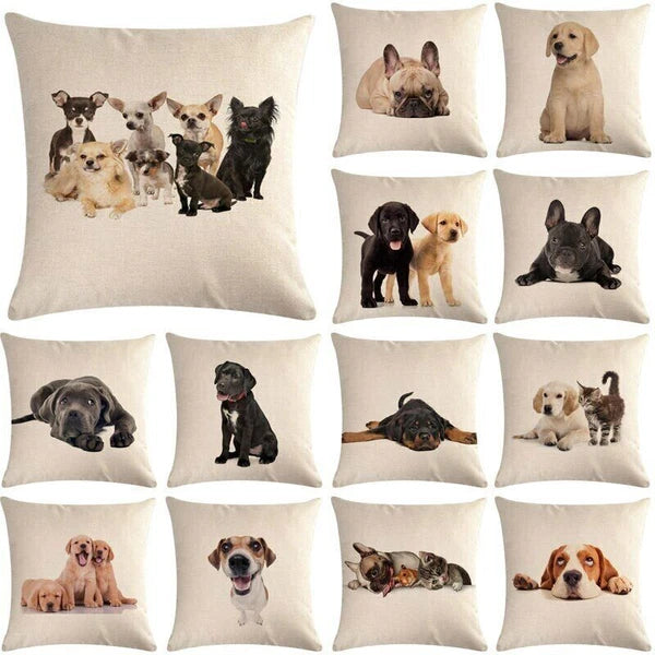 Dog Pattern Throw Pillow Cushion Cover  Home Sofa Bed Decorative